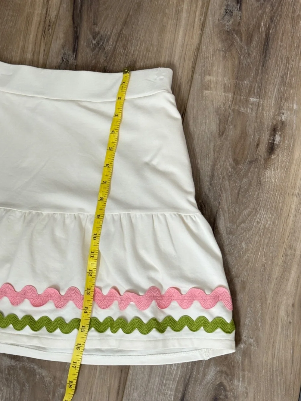 Spartina Jersey Flounce Skort Antique White Ric Rac Stretch Pink Green Size XS